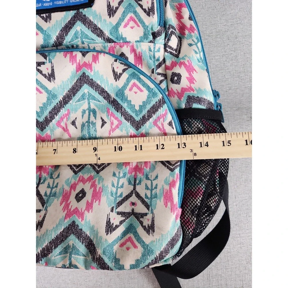 KAVU Packwood Backpack Southwest Aztec Tribal Canvas Laptop Bookbag Teal Pink